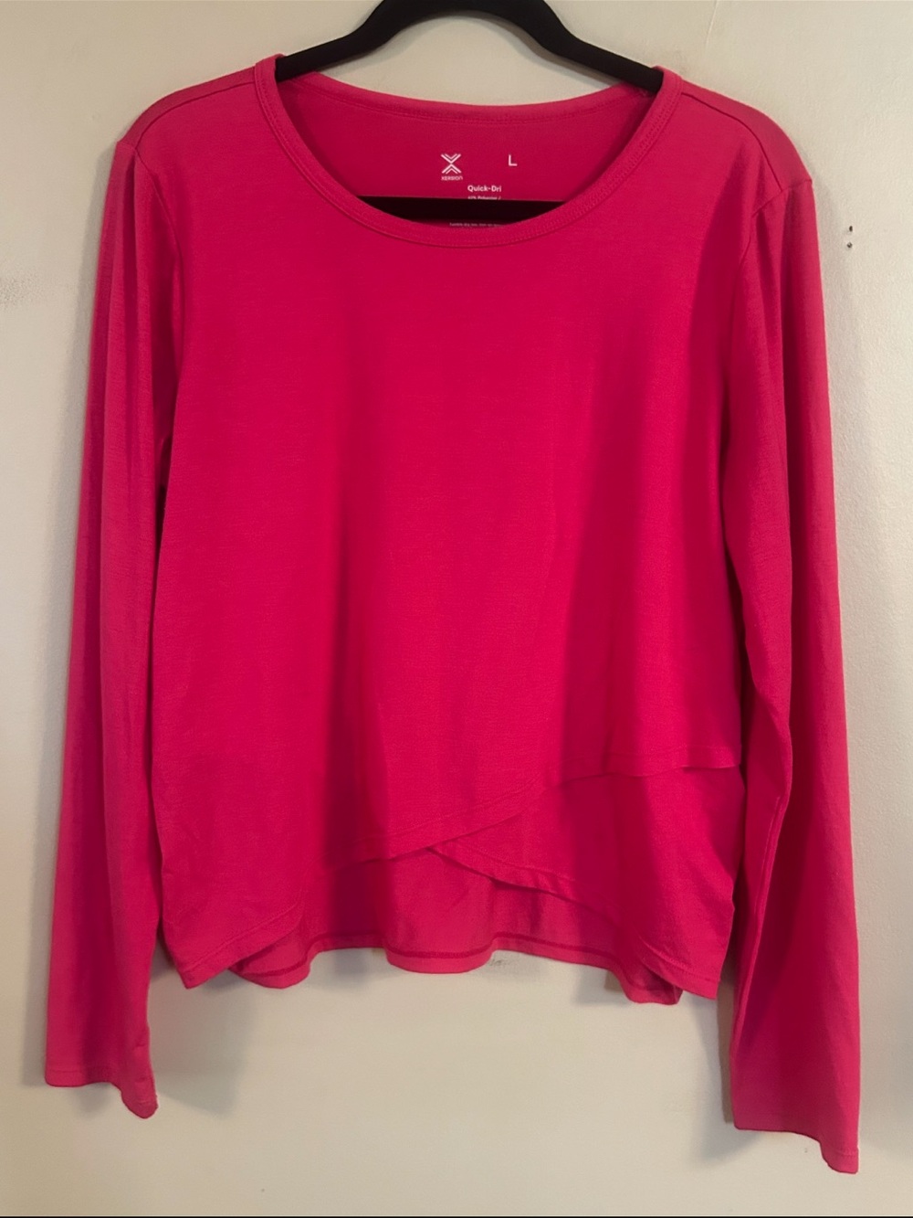 Xersion Quick-Dri Pink Ruched Long Sleeve Top Size L
